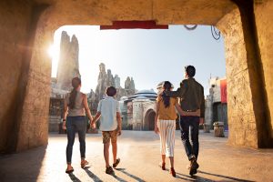 A family entering Galaxy's Edge