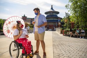 A couple at the China pavilion in Epcot
