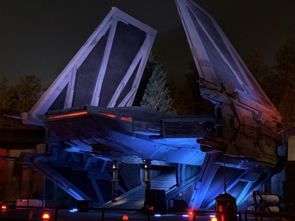 A tie fighter at Disney's Galaxy's Edge