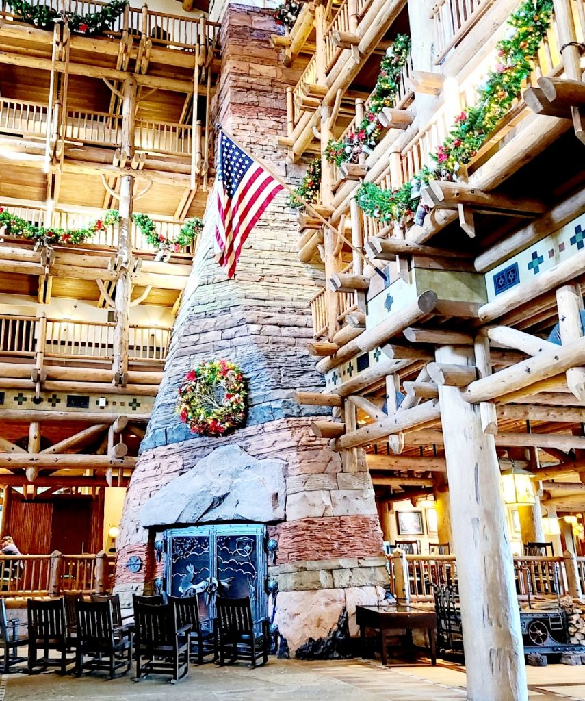 The lobby of Disney's Wilderness Lodge Resort
