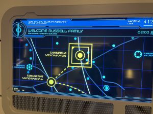A room welcome image aboard the Star Wars Galactic Star Cruiser