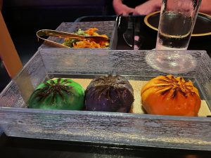 A dinner course board the Star Wars Galactic Star Cruiser
