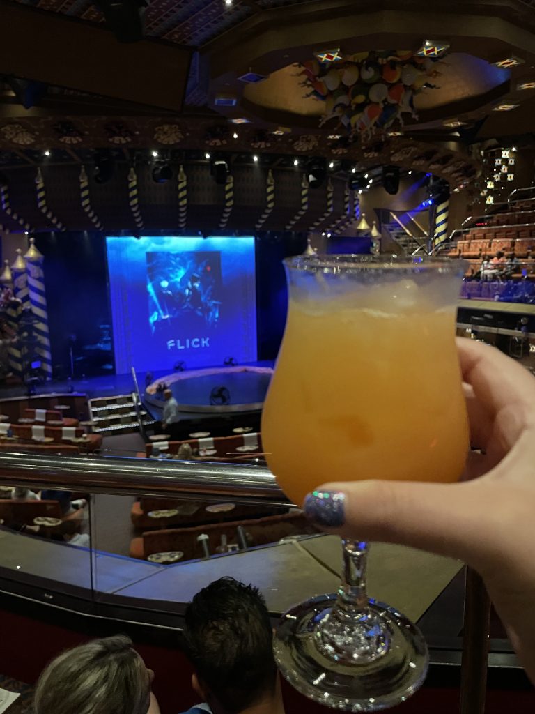 Drinks and a movie on Carnival Cruise Line