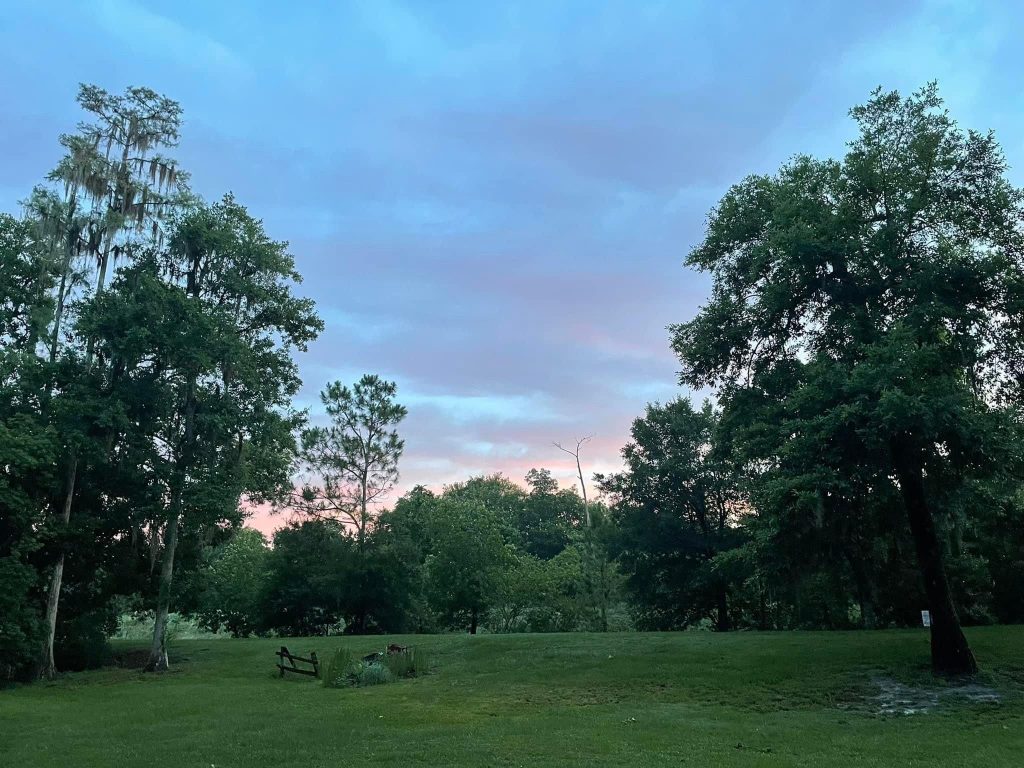 A view of the sky and a field camping at Fort Wilderness